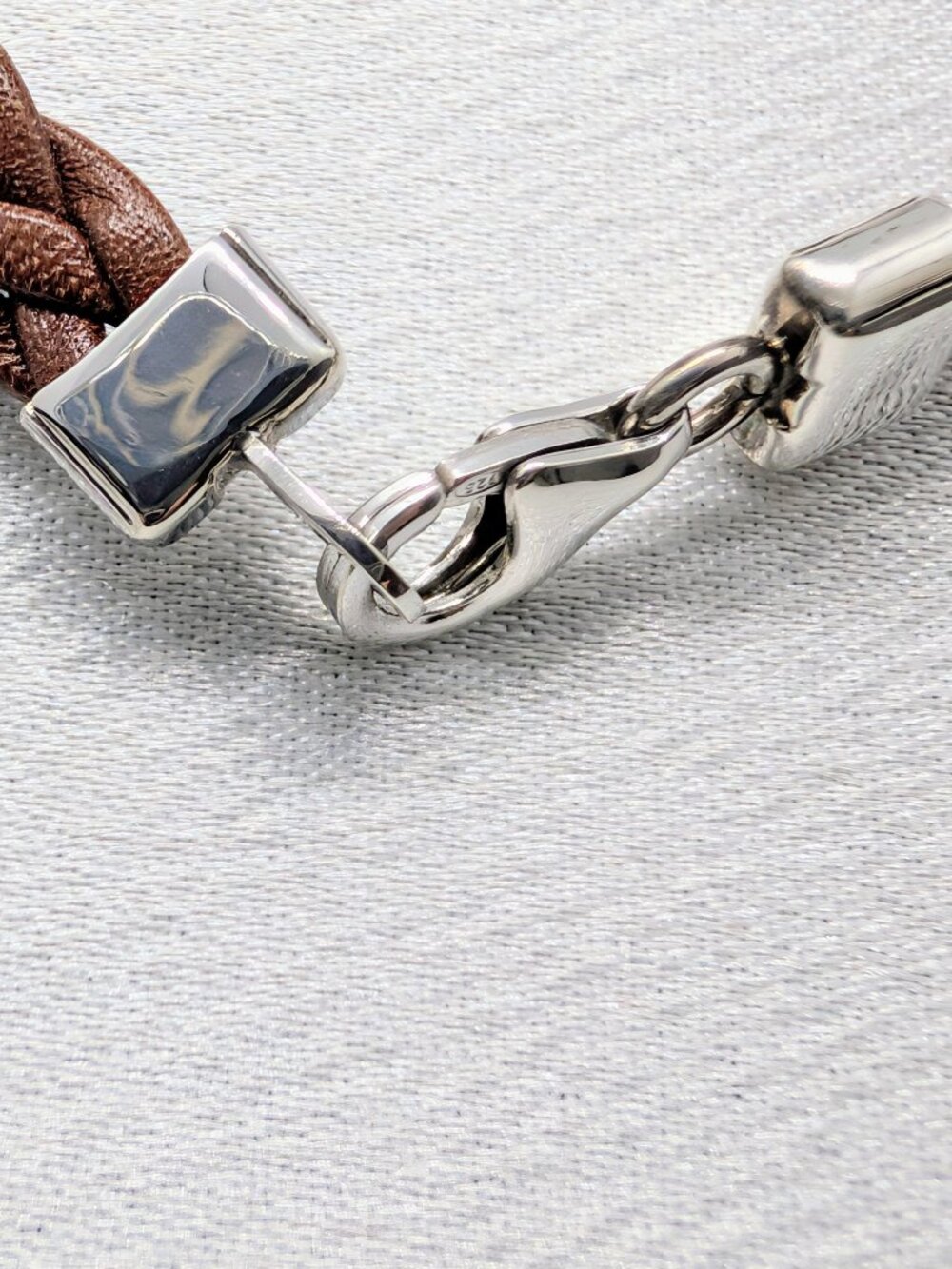 NEW Western Flair sterling silver and braided leather I.D. bracelet - Picture 4 of 8
